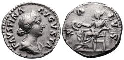 Ancient Coins - FAUSTINA II Minor AR Denarius. EF-/VF+. The health.