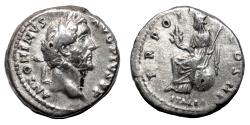 Ancient Coins - ANTONINUS PIUS AR Denarius. EF-/VF+. ITALIA. Scarce!