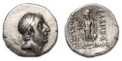 Ancient Coins - ARIOBARZANES I Philoromaios AR Drachm. EF-/VF+. Eusebeia mint. Athena standing.