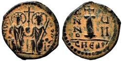 Ancient Coins - JUSTIN II AE Decanummium. EF-. Empress Sophia in obverse. Year 7. Antioch mint.