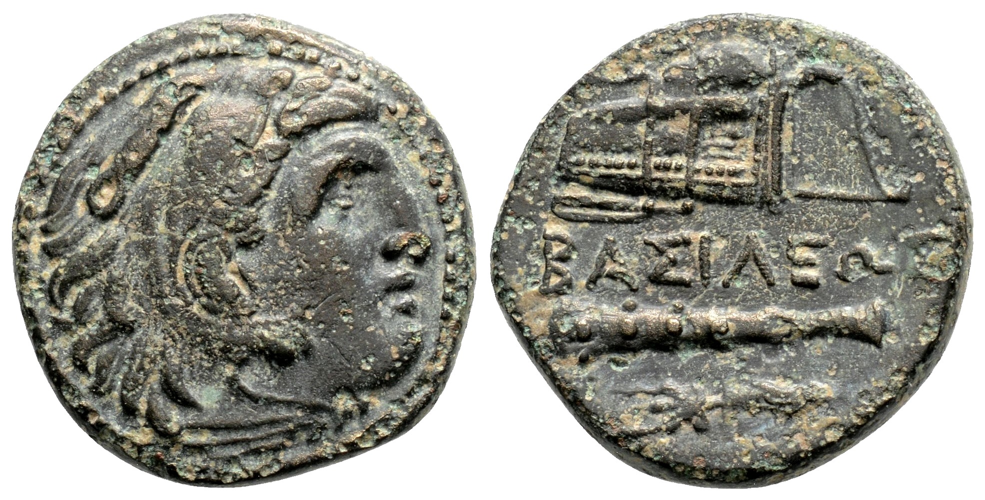 ALEXANDER the Great AE19. EF-. Club and bow in bowcase. | Greek Coins