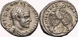 Ancient Coins - MACRINUS AR Tetradrachm. EF-. Antioch mint. Eagle over Leg and Thigh. SCARCE