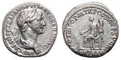 Ancient Coins - TRAJAN AR Denarius. EF. Fortuna.