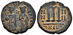 Ancient Coins - PHOCAS (with LEONTIA) AE Follis. VF+. Antioch (as Theopolis) mint.