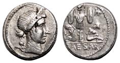Ancient Coins - JULIUS CAESAR AR Denarius. EF-. Circa 46-45 BC. The conquest of Gaul.