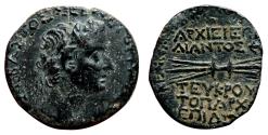 Ancient Coins - OLBA (Cilicia) AE23. TIBERIUS. VF+/EF-. Aias, son of Teukros, High Priest and Toparch.