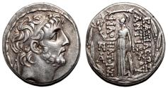 Ancient Coins - ANTIOCHOS IX Eusebes AR Tetradrachm. Almost EF/EF-. Antioch mint. Athena standing.