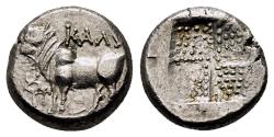 Ancient Coins - KALCHEDON (Bithynia) AR Drachma. EF-/EF. Bull - Incuse Square