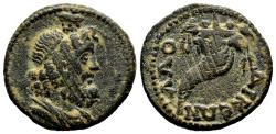 Ancient Coins - LAODICEA AD LYCUM (Phrygia) AE20. Pseudo-autonomous issue. VF+/EF-. Serapis.