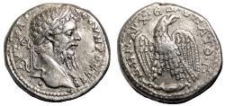 Ancient Coins - SEPTIMIUS SEVERUS AR Tetradrachm. EF-. Antioch mint. Eagle-Sacrifical leg.