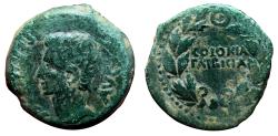 Ancient Coins - AUGUSTUS AE As. VF+/EF-. Wreath.