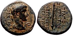 Ancient Coins - TRAPEZOPOLIS (Caria) AE18. Augustus. EF-/EF. Thyrsus.