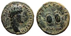 Ancient Coins - ANTONINUS PIUS AE As. EF-/EF. Shields. SCARCE and NICE!