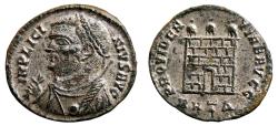 Ancient Coins - LICINIUS I Follis. EF. SILVERED. Heraclea mint. Camp gate.
