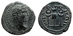 Ancient Coins - NICAEA (Bithynia) AE25. Caracalla. VF+/EF-. Legionary standards.