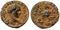 Ancient Coins - ANTIOCH (Syria) AE26. Elagabalus. EF-/VF+. Tyche seated.
