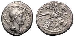 Ancient Coins - P. Fonteius P. f. Capito AR Denarius. EF-. Rome mint, 55 BC. Mars.