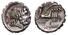 Ancient Coins - Q. Antonius Balbus AR Denarius. EF/EF+. Jupiter - Quadriga.