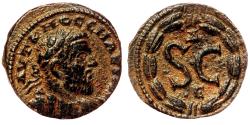 Ancient Coins - MACRINUS AE18. EF-/EF. Antioch mint. Wreath - SC.