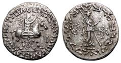 Ancient Coins - Indo-Scythian Kingdom. AZES II AR Tetradrachm. Almost EF/EF-. King and Athenea.