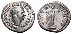 Ancient Coins - TRAJAN AR Denarius. EF. The victory.