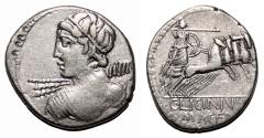 Ancient Coins - C. Licinius L.f. Macer AR Denarius. EF-. 84 BC. Quadriga.