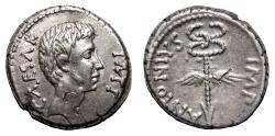 Ancient Coins - OCTAVIAN and MARK ANTONY AR Denarius. EF-. 40-39 BC. Caduceus. RARE!
