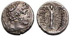 Ancient Coins - DEMETRIOS III EUKAIROS AR Tetradrachm. VF+. Damaskos mint. 89/8 BC. Atargatis.