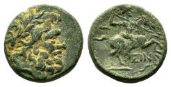 Ancient Coins - ISINDA (Pisidia) AE18. EF-. Zeus - Warrior on horse.
