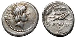 Ancient Coins - L. Calpurnius Piso Frugi AR Denarius. VF+/EF-. 90 BC.