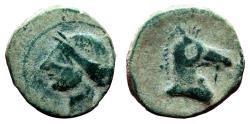 Ancient Coins - Carthaginian AE Unit. VF+. Circa 237-209 BC. Horse.