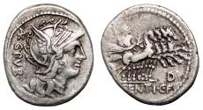 Ancient Coins - L. SENTIUS C.F. AR Denarius. EF-/VF+. 101 BC. Rome mint.