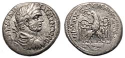 Ancient Coins - CARACALLA AR Tetradrachm. Caesarea Maritima mint. EF-. Eagle. SCARCE!