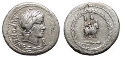 Ancient Coins - Mn. Fonteius C.F. AR Denarius. EF-/VF+. 85 BC. Goat.