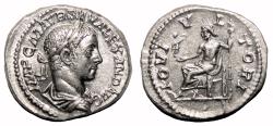 Ancient Coins - SEVERUS ALEXANDER AR Denarius. EF+. Jupiter.