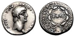 Ancient Coins - NERO AR Denarius. VF/VF+. Wreath. SCARCE!