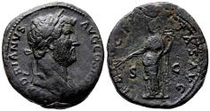 Ancient Coins - HADRIAN AE Sestertius. VF+. The happiness.