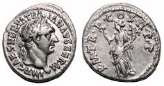 Ancient Coins - TRAJAN AR Denarius. EF-/EF. The peace.