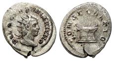 Ancient Coins - VALERIAN II AR Antoninianus. EF-. Altar - CONSECRATIO.