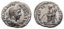 Ancient Coins - ELAGABALUS AR Denarius. EF. The providence.