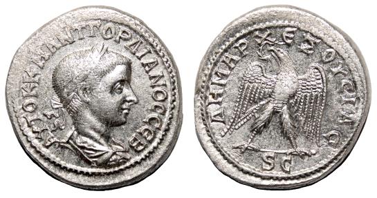 Ancient Coins - GORDIAN III AR Tetradrachm. EF. LUSTER. Antioch mint. Eagle.