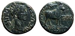 Ancient Coins - AUGUSTUS AE As. EF-. Bull. Mags. Lucius Baggius and Manlius Flavius Festus.