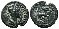 Ancient Coins - EUMENEIA (Phrygia) AE18. Pseudo-autonomous issue. EF-. AD 193-230. Kybele.