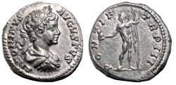 Ancient Coins - CARACALLA AR Denarius. EF. The Sun.