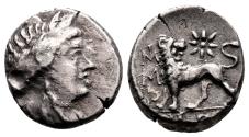 Ancient Coins - MILETOS (Ionia) AR Hemidrachm. VF+/EF-. Ca. 225-190 BC. Lion.