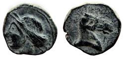 Ancient Coins - Carthaginian AE Unit. VF+/EF-. Circa 237-209 BC. Horse.