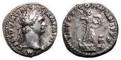 Ancient Coins - DOMITIAN AR Denarius. EF+/EF. Minerva.
