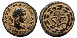 Ancient Coins - ANTIOCH (Syria) AE21. Elagabalus. VF+/EF-. Wreath.