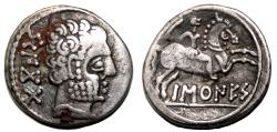 Ancient Coins - CELTIC AR Denarius. VF+/EF-. Circa 150–100 BC. Spearmen.