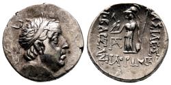Ancient Coins - ARIOBARZANES I Philoromaios AR Drachm. EF/EF-. Eusebeia mint. Athena standing.
